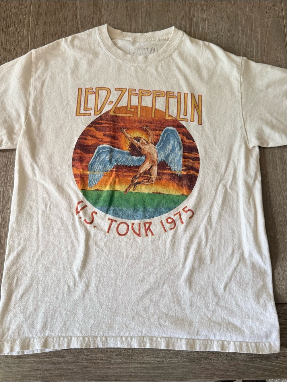 Led Zeppelin White 1975 U.S. Tour Tee Shirt Band Tee Size M